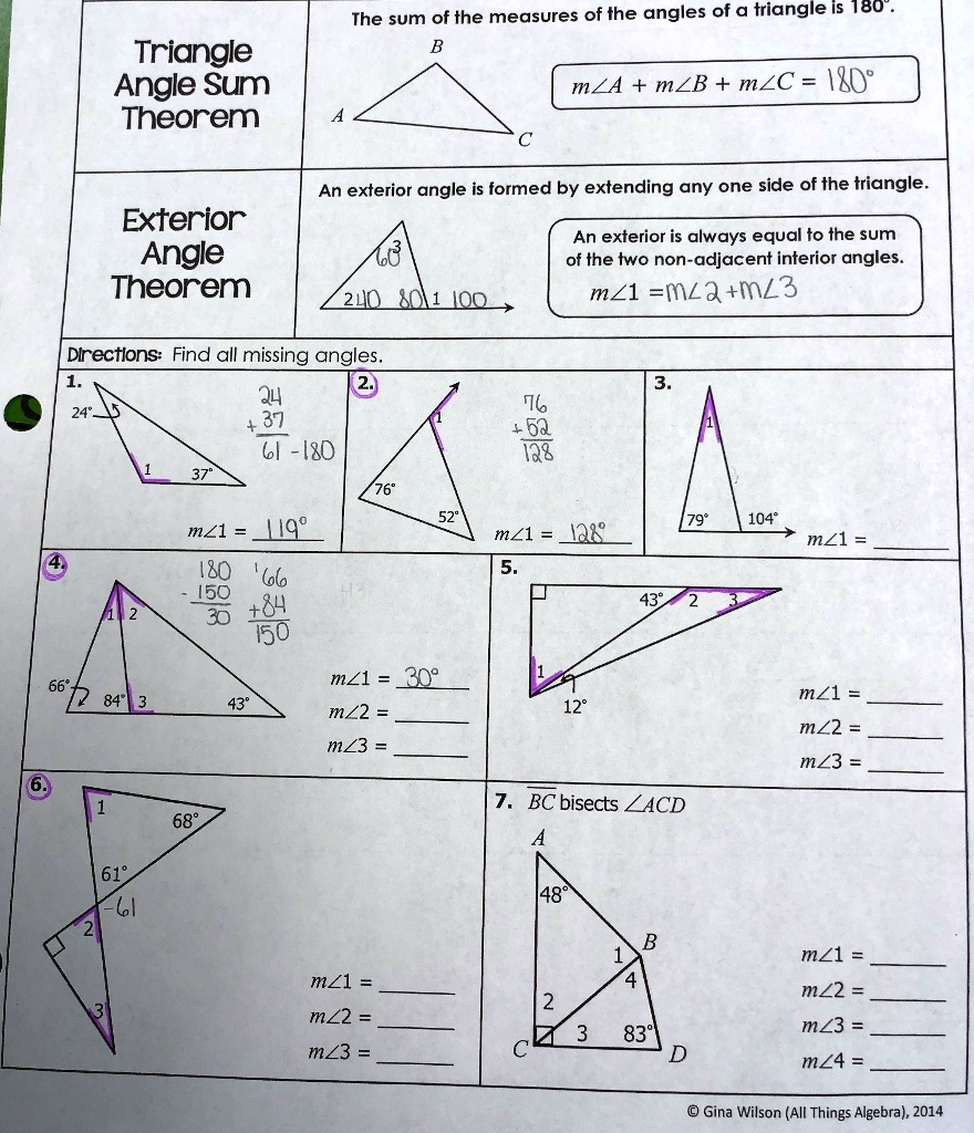 The Sum Of The Measures Of The Angles Of A Triangle Is 180 Triangle Angle Sum