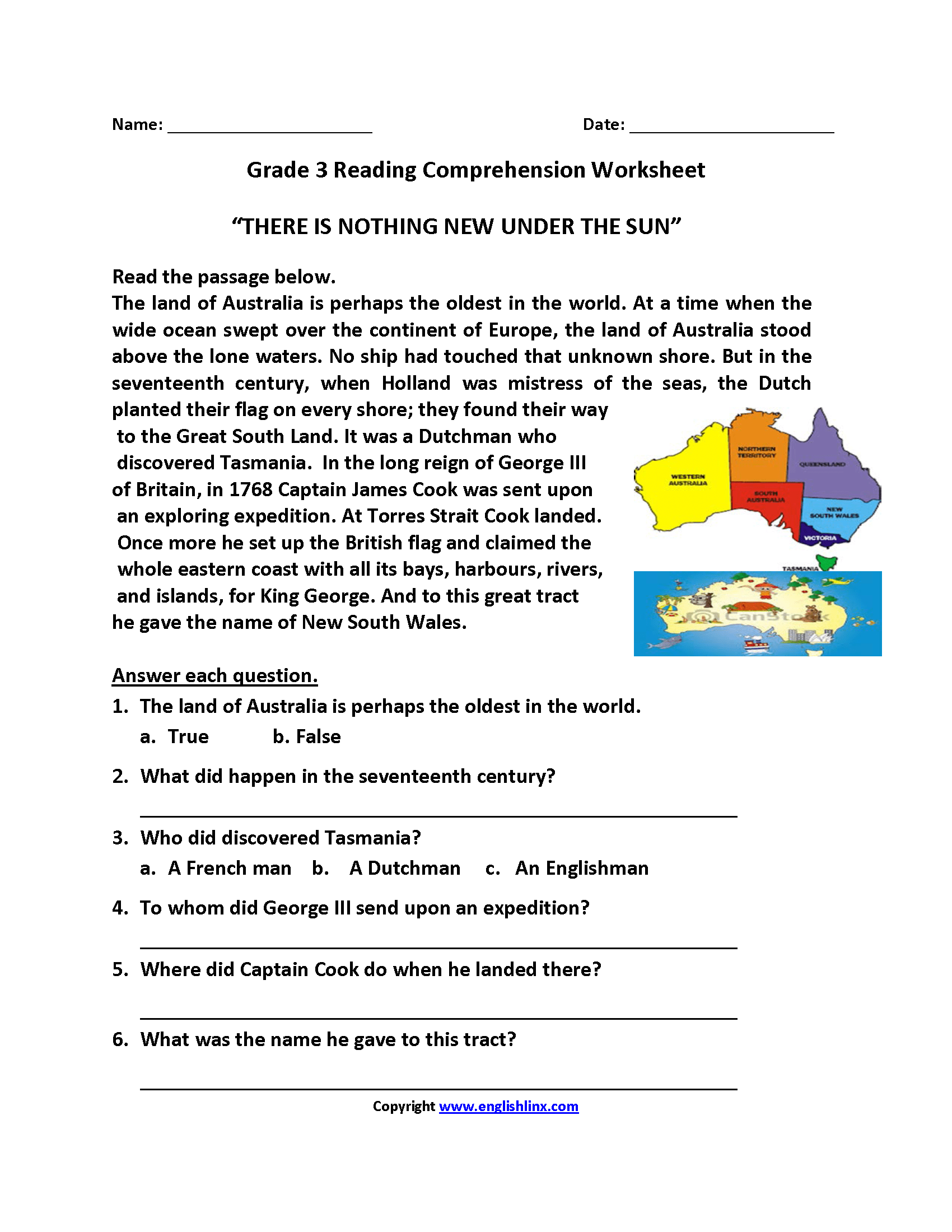 3rd grade reading worksheets pdf