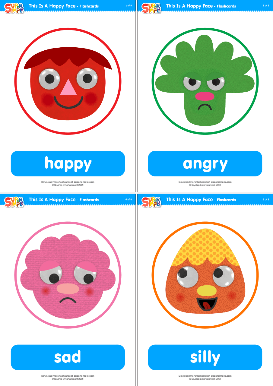 This Is A Happy Face Flashcards Super Simple This Is A Happy Face Flashcards Super Simple
