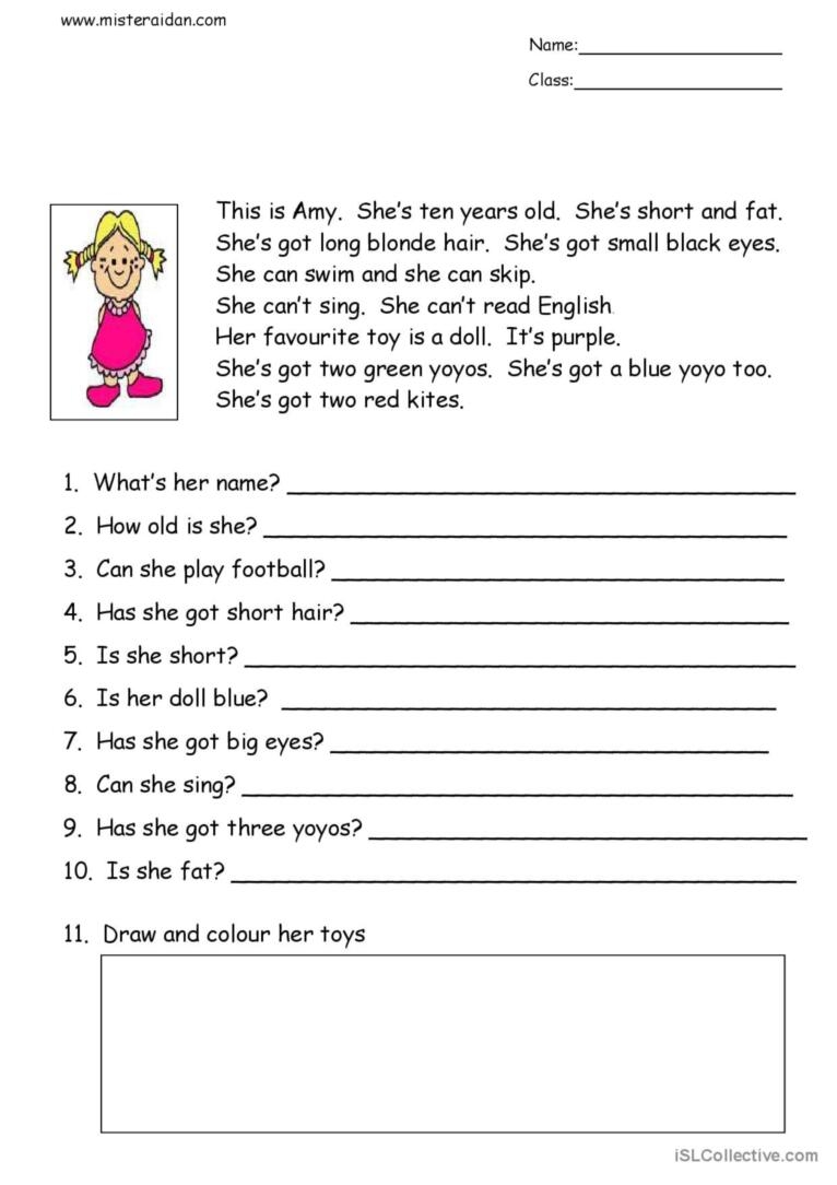 This Is Amy Simple Reading Compreh English ESL Worksheets Pdf Doc This Is Amy Simple Reading Compreh English ESL Worksheets Pdf Doc