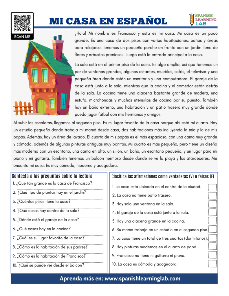 reading comprehension worksheets spanish
