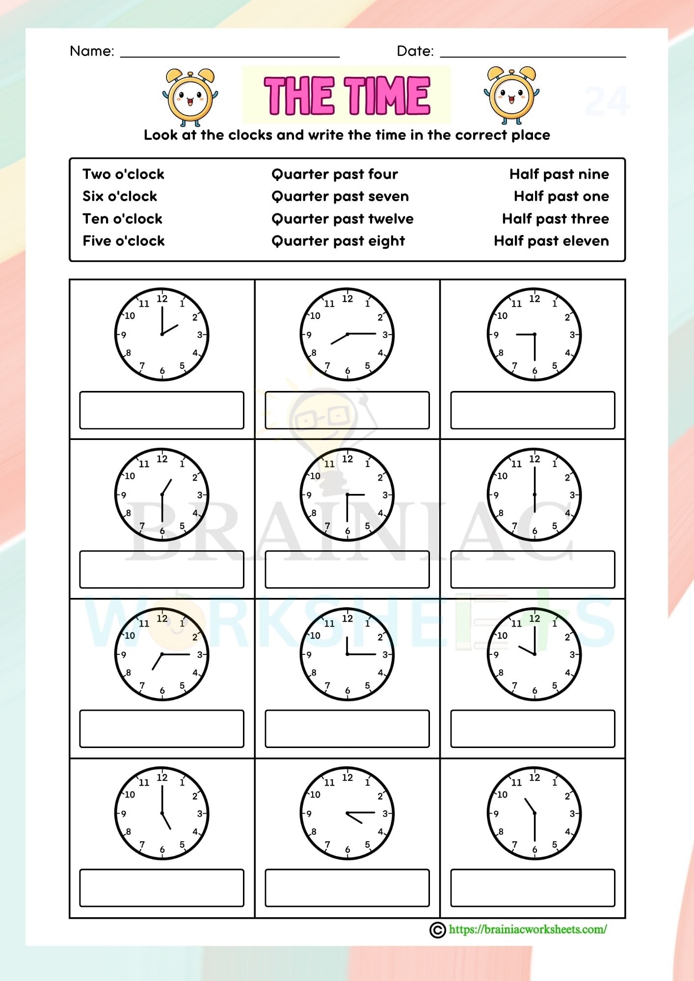 Time Telling In Words Maths Worksheet For Class 3 Brainiac Worksheets