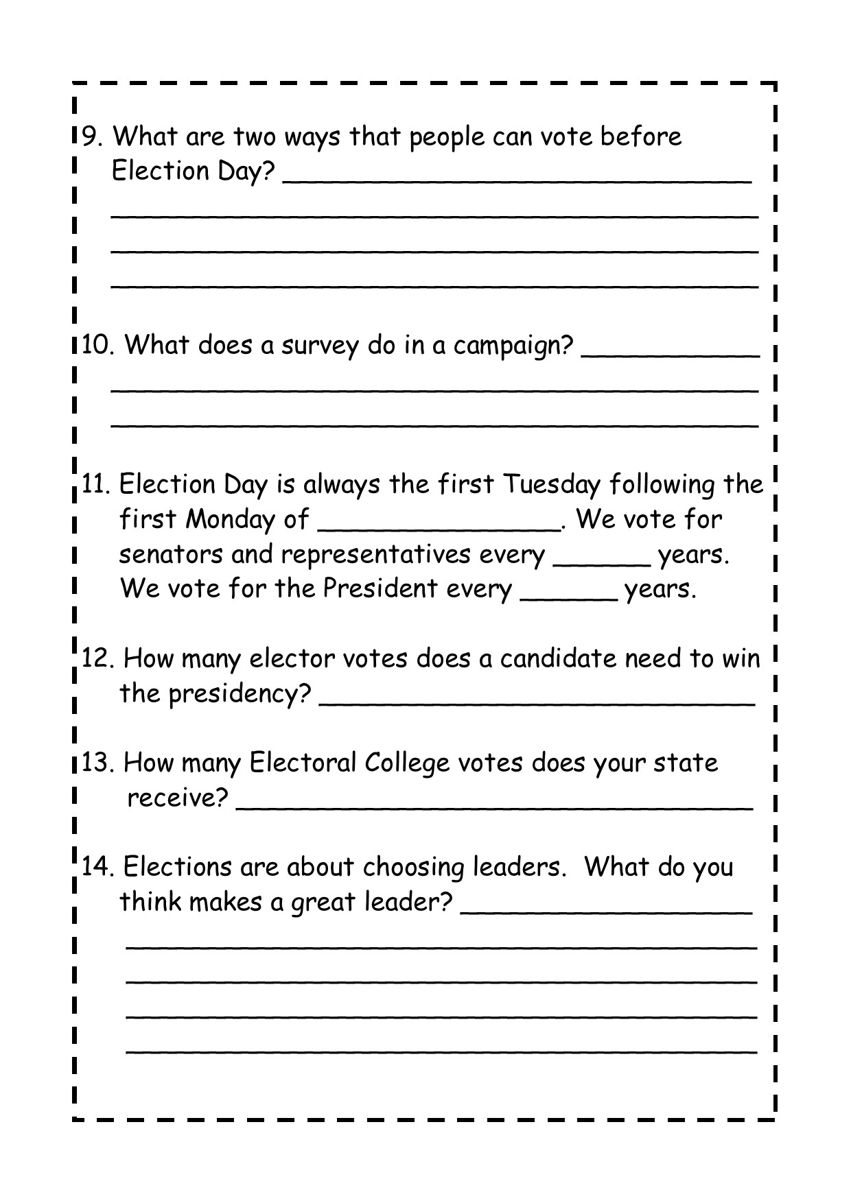 Time To Vote History Elections Electoral College Reading Comprehension Passage Worksheets Library