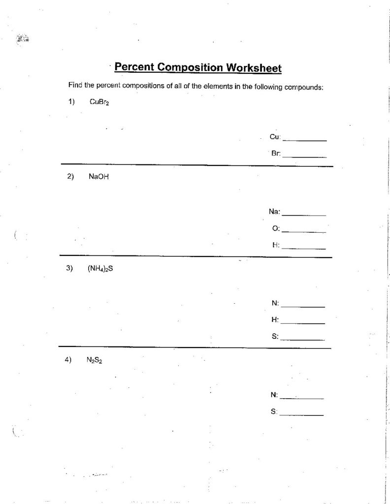 Topic 6 Percent Composition Worksheet cglass St Mary s Springs Academy