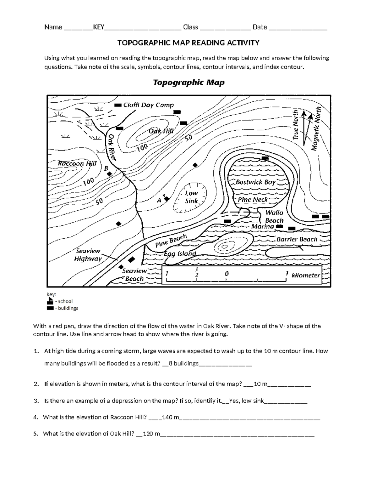 Topographic Map Reading Activity Key Understanding Contours Symbols Studocu
