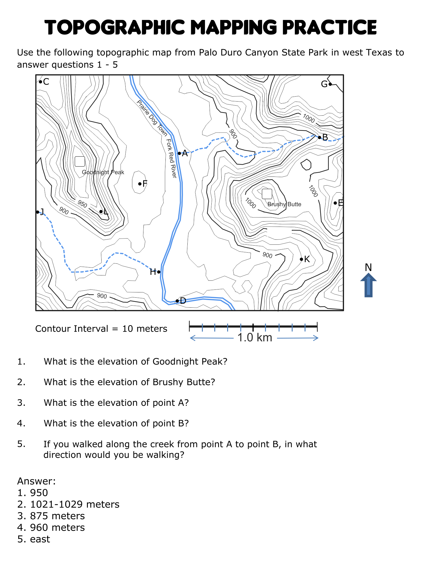 Topographic Map Worksheets 10 Free PDF Printables Printablee Worksheets Library