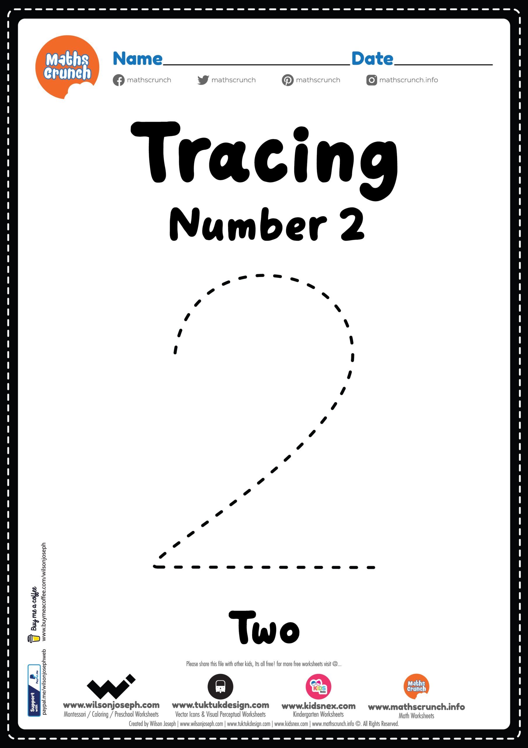 Tracing Number 2 Worksheet For Kids Free Printable PDF Tracing Number 2 Worksheet For Kids Free Printable PDF