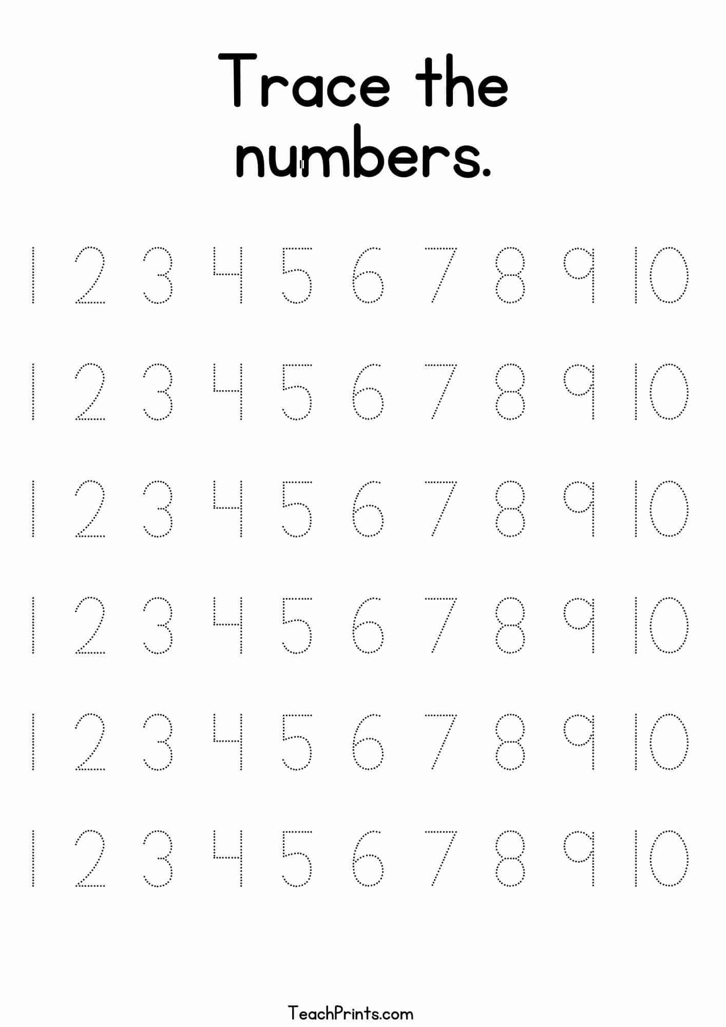 trace numbers worksheet