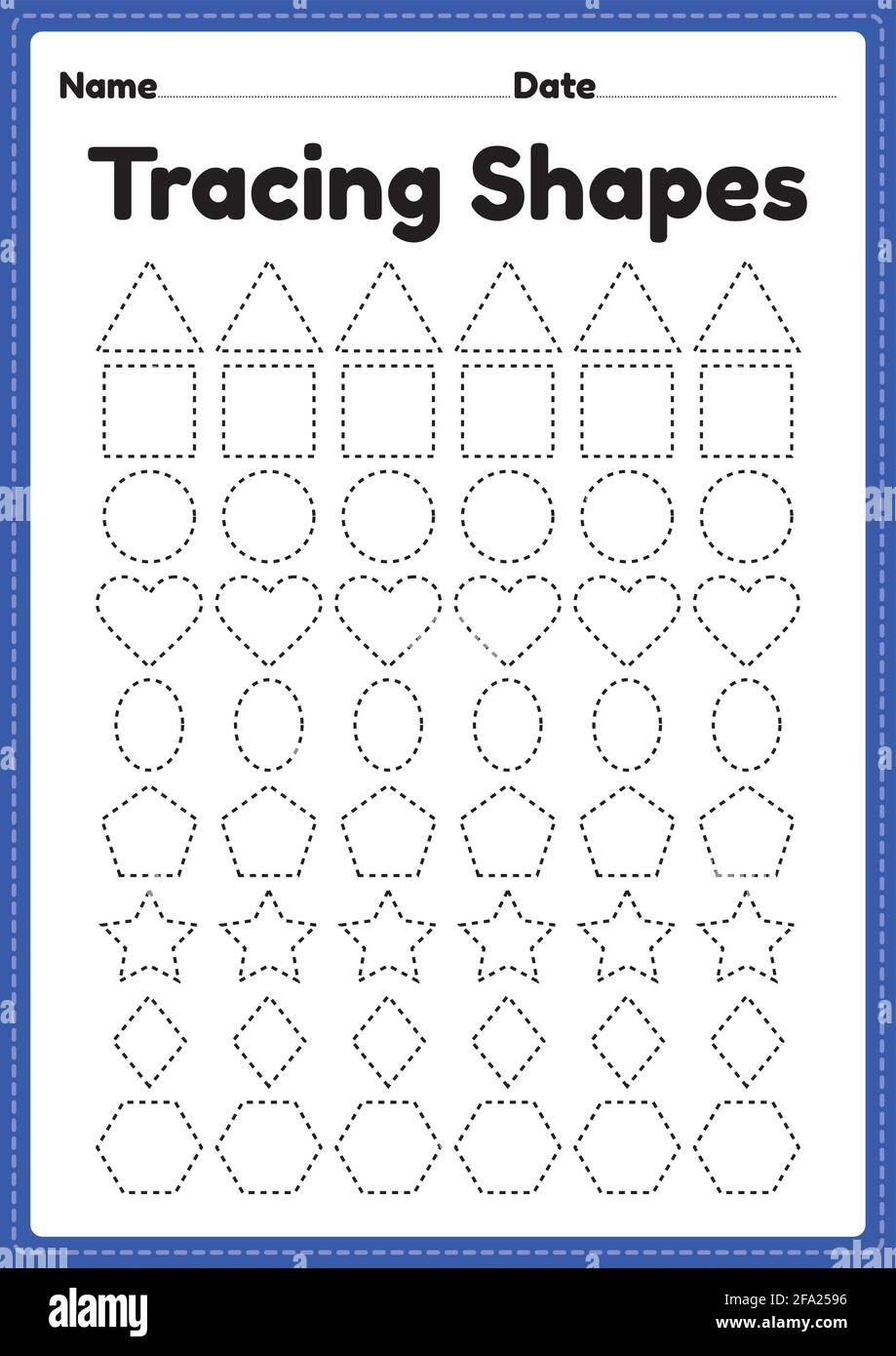 Tracing Shapes Arbeitsblatt F r Kindergarten Und Vorschulkinder F r Handschrift bungen Und P dagogische Aktivit ten In Einer Druckbaren Seitenillustration Stock Vektorgrafik Alamy