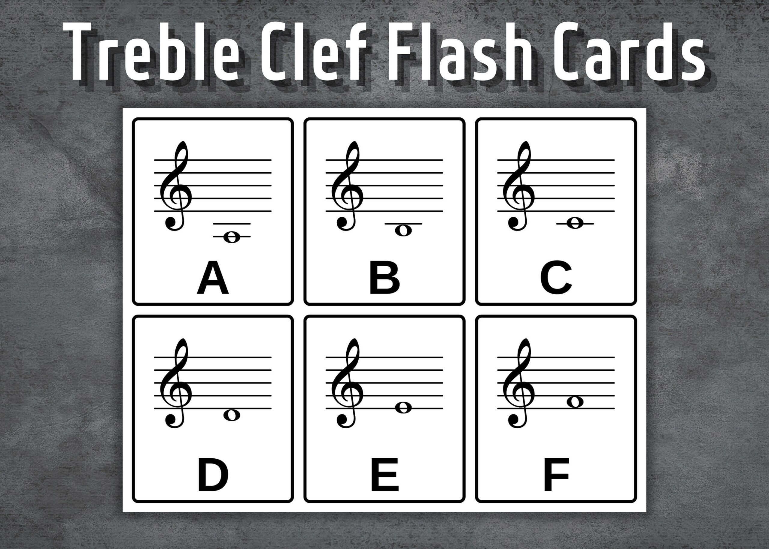 Treble Clef Flash Cards Printable Music Note Flash Cards Treble Clef Cards Musical Note Flashcard Homeschool Music Theory Music Cards Etsy