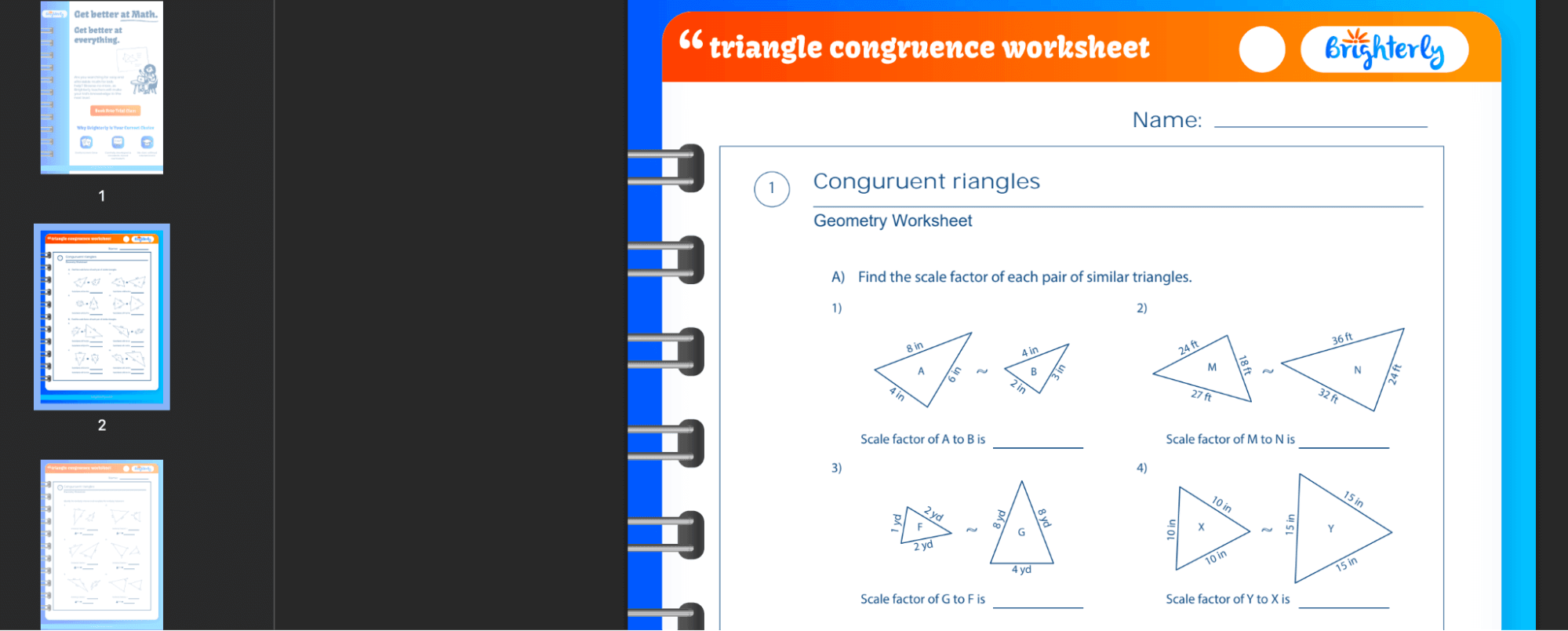 triangle congruence worksheet