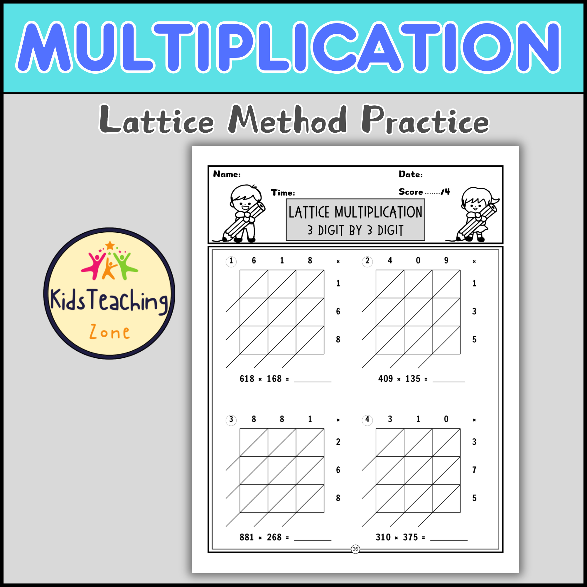 Triple Digit Multiplication Worksheet Activities Lattice Grid Method Made By Teachers Triple Digit Multiplication Worksheet Activities Lattice Grid Method Made By Teachers