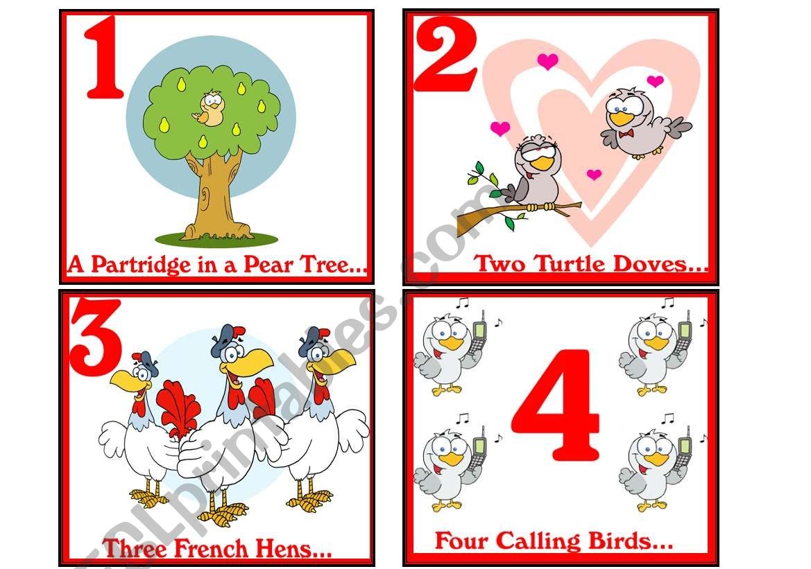 12 days of christmas flashcards