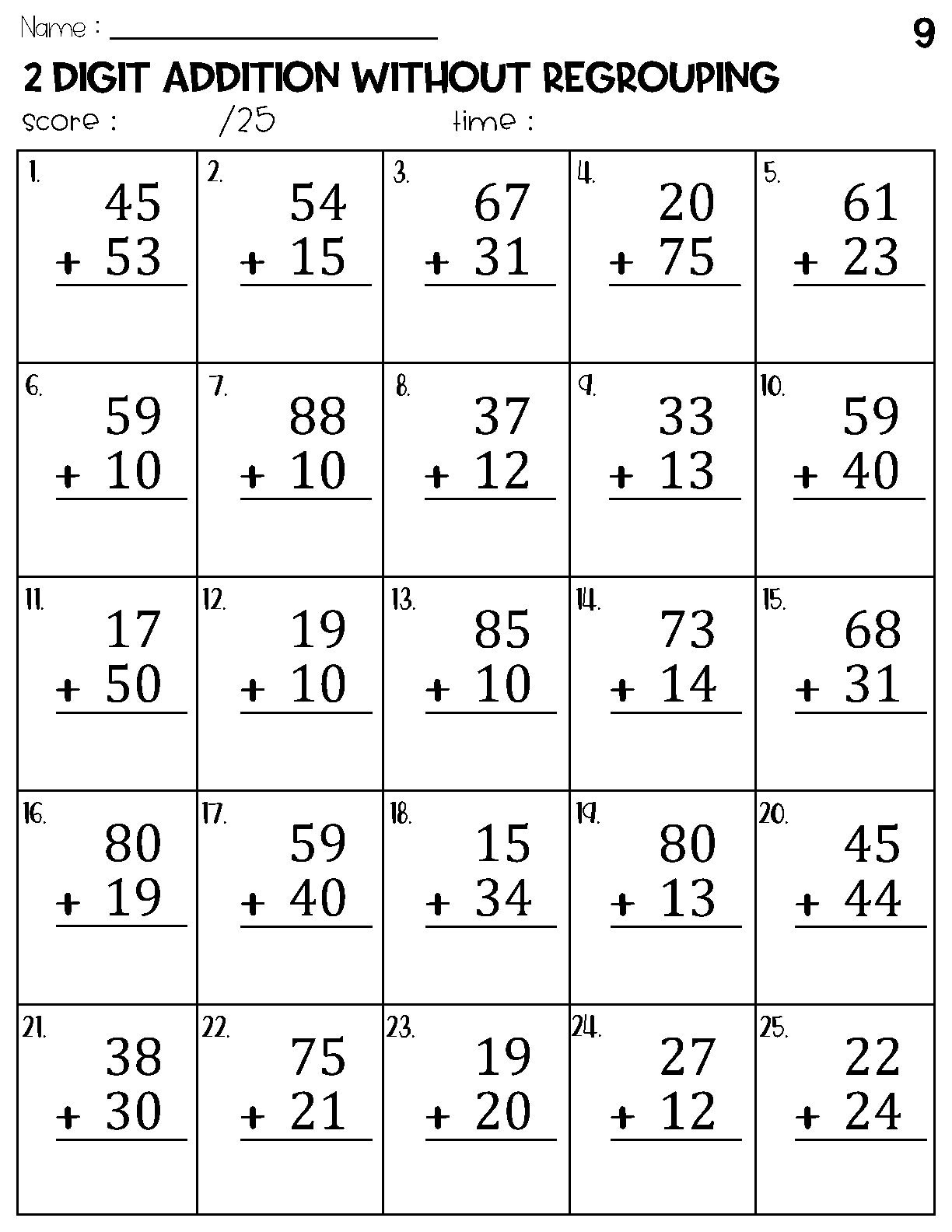Two Digit Addition Without Regrouping Worksheets Etsy Ireland