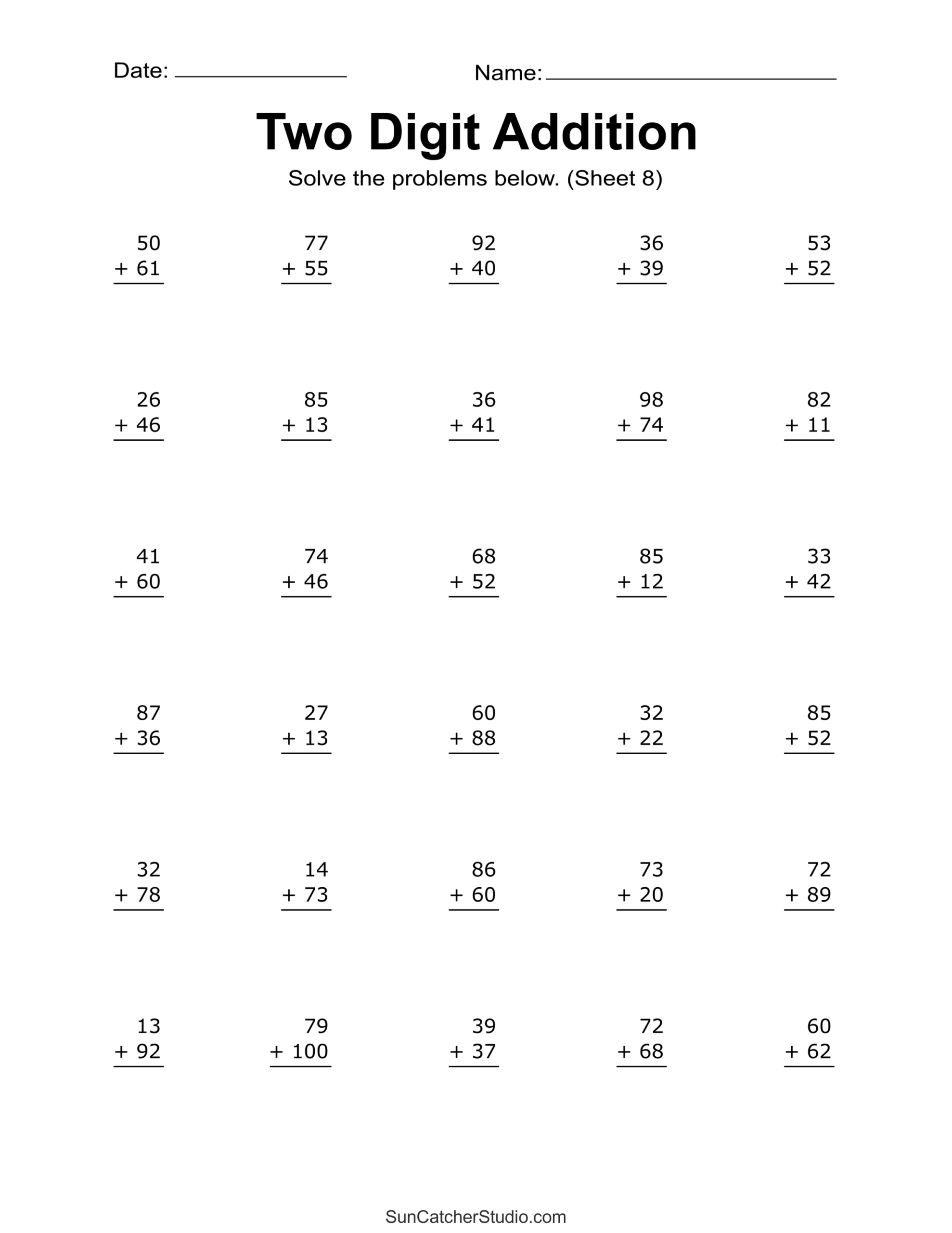 double digit addition worksheets double digit addition worksheets