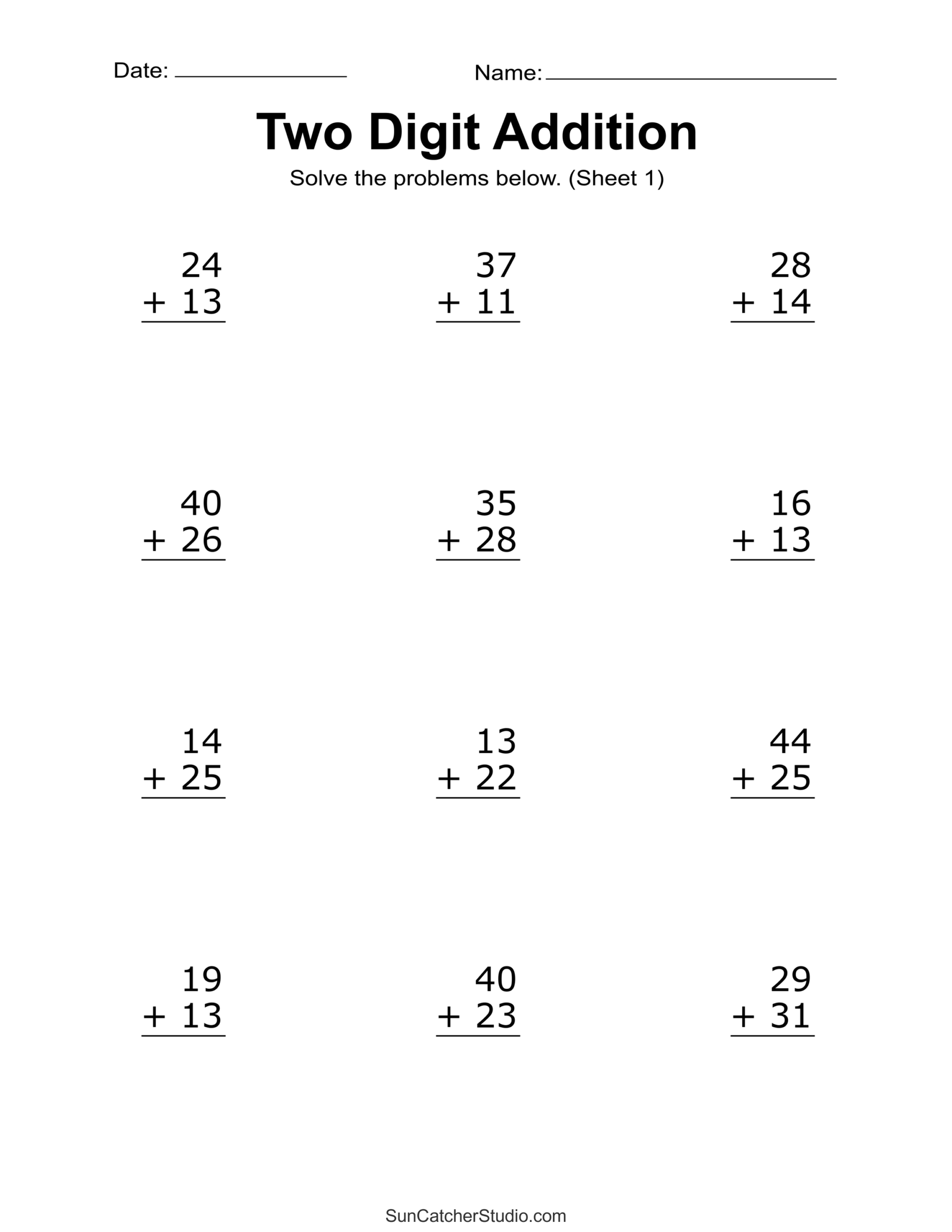 Two Digit Addition Worksheets Printable 2 Digit Problems Free Printables Monograms Design Tools Patterns DIY Projects