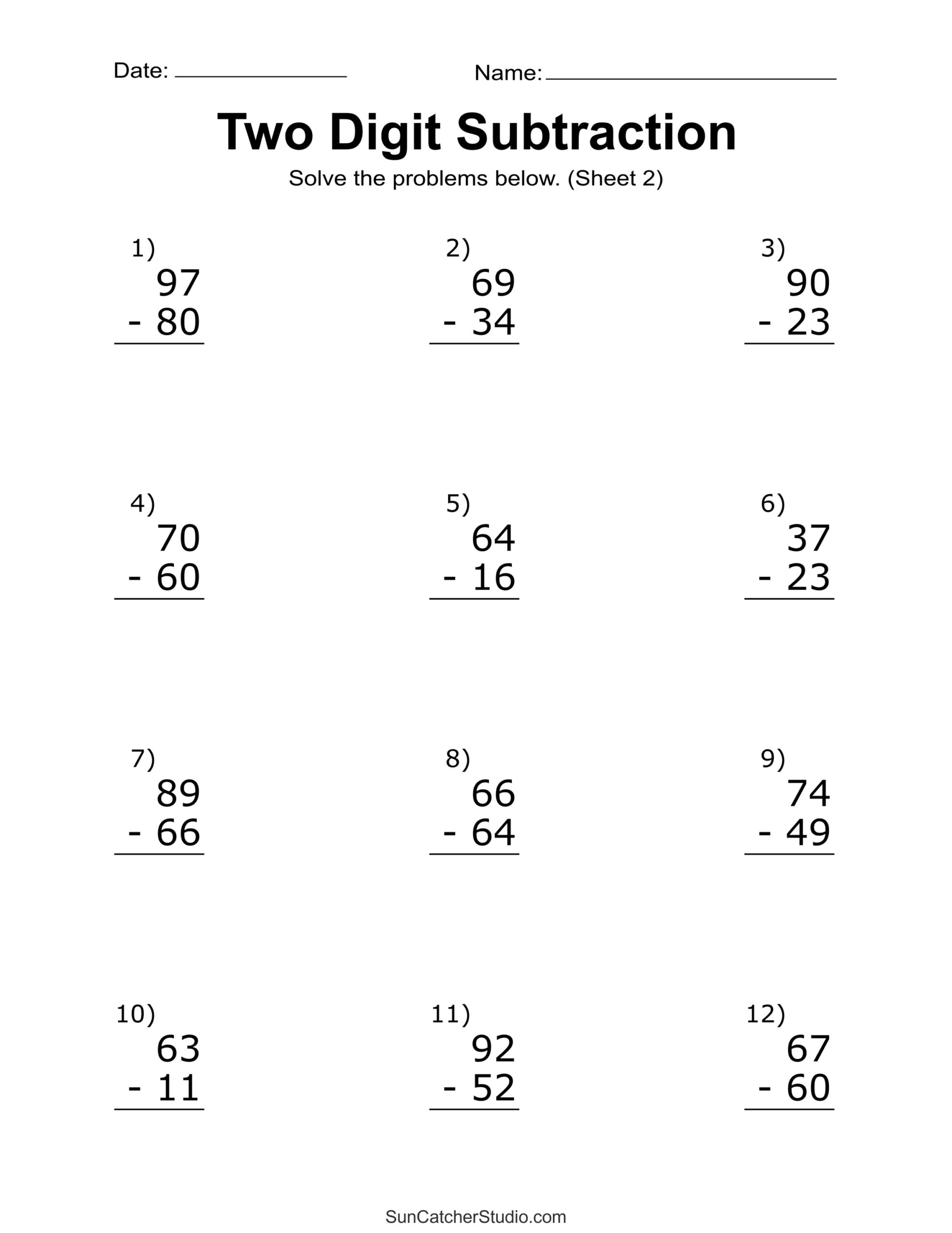 Two Digit Subtraction Worksheets Printable Math Drills Free Printables Monograms Design Tools Patterns DIY Projects Two Digit Subtraction Worksheets Printable Math Drills Free Printables Monograms Design Tools Patterns DIY Projects