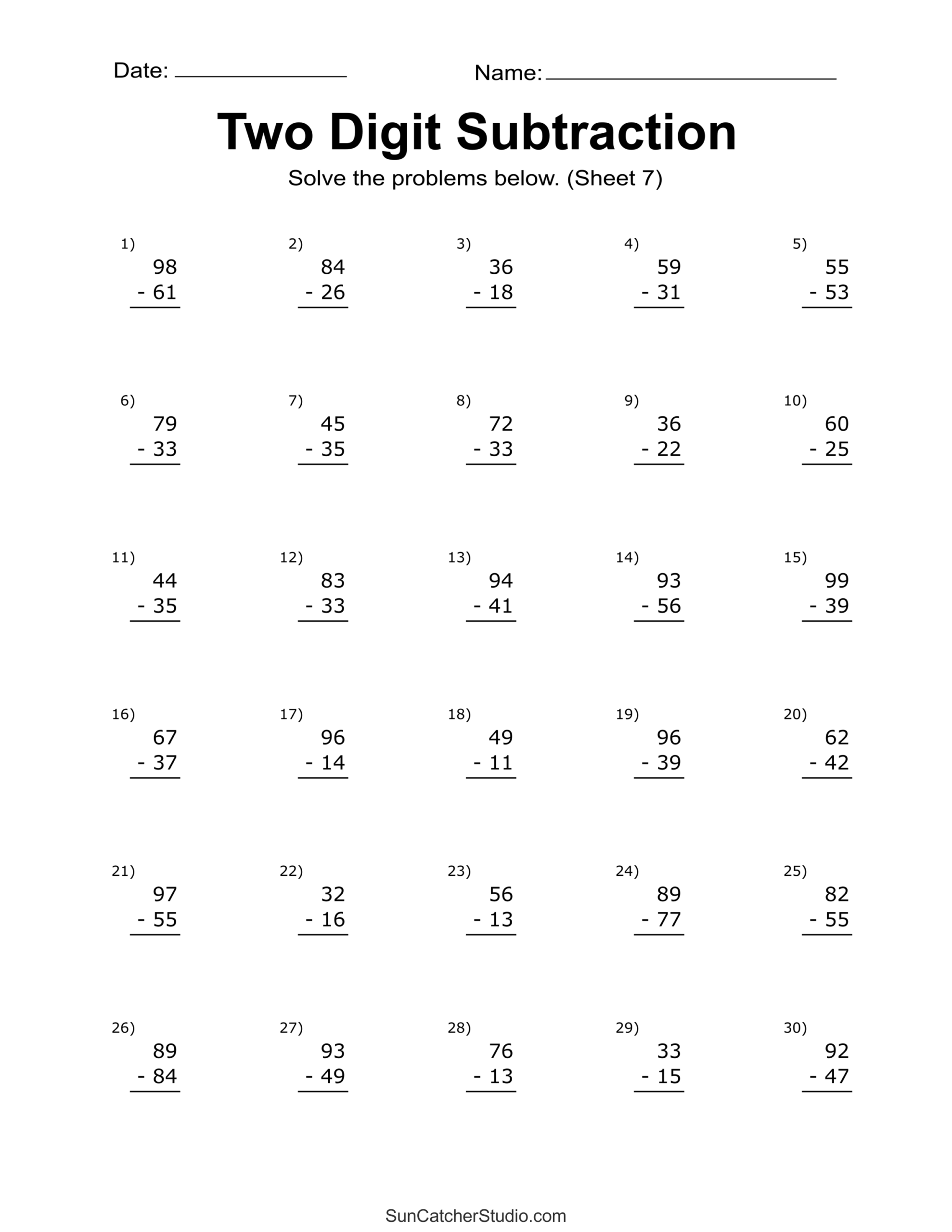 Two Digit Subtraction Worksheets Printable Math Drills Free Printables Monograms Design Tools Patterns DIY Projects Two Digit Subtraction Worksheets Printable Math Drills Free Printables Monograms Design Tools Patterns DIY Projects