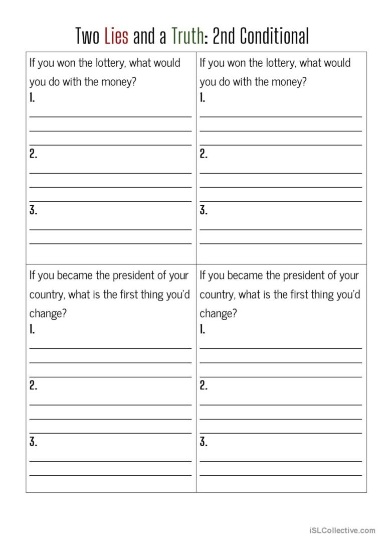 two truths and a lie worksheet
