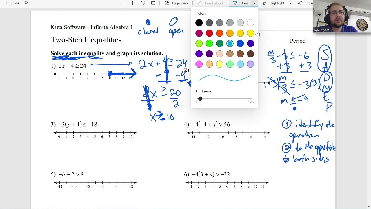 Two Step Inequalities Algebra 1 Kuta Worksheet Series YouTube Two Step Inequalities Algebra 1 Kuta Worksheet Series YouTube