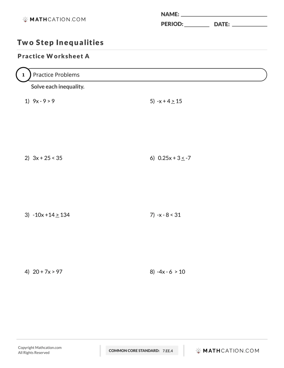 solving inequalities worksheet