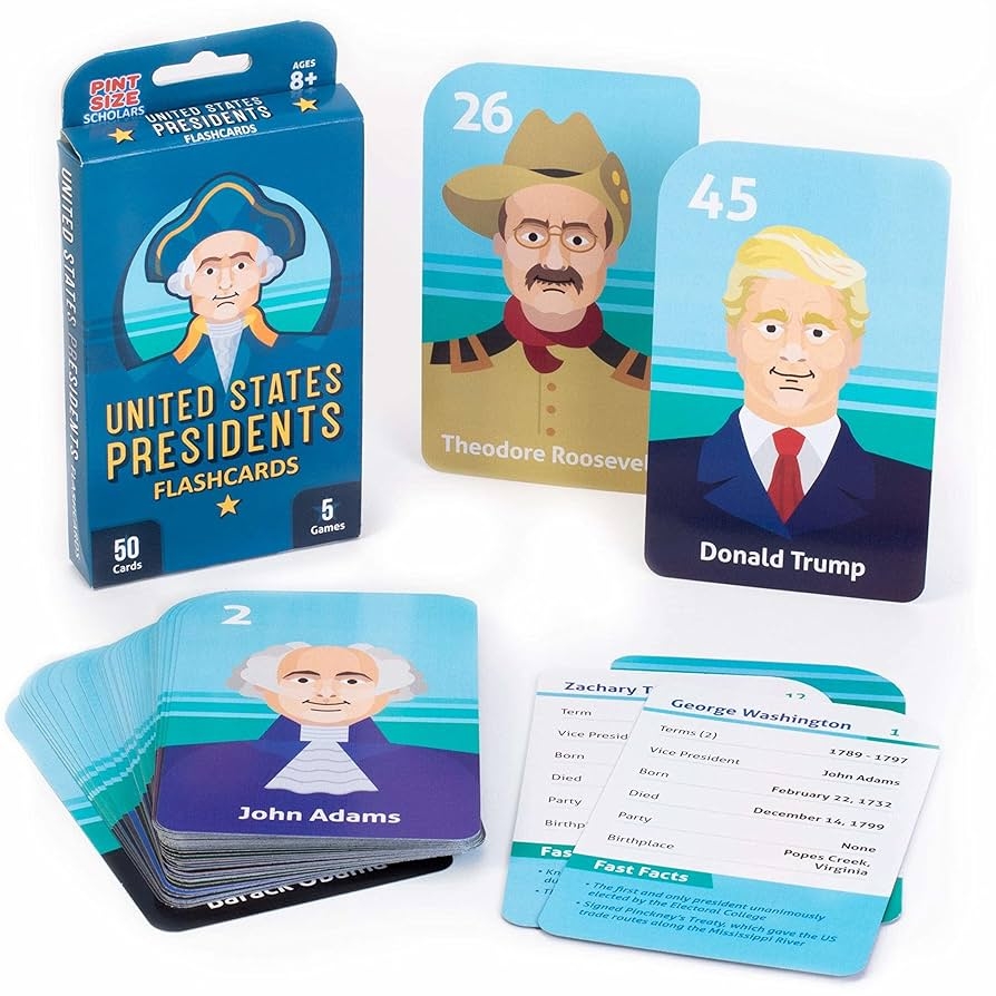 U S Presidential Flash Cards Current And Up To Date Study Tool For United States Presidents Washington Through Trump Perfect Memorization Studying Learning And Teaching Assistant Amazon au Toys Games