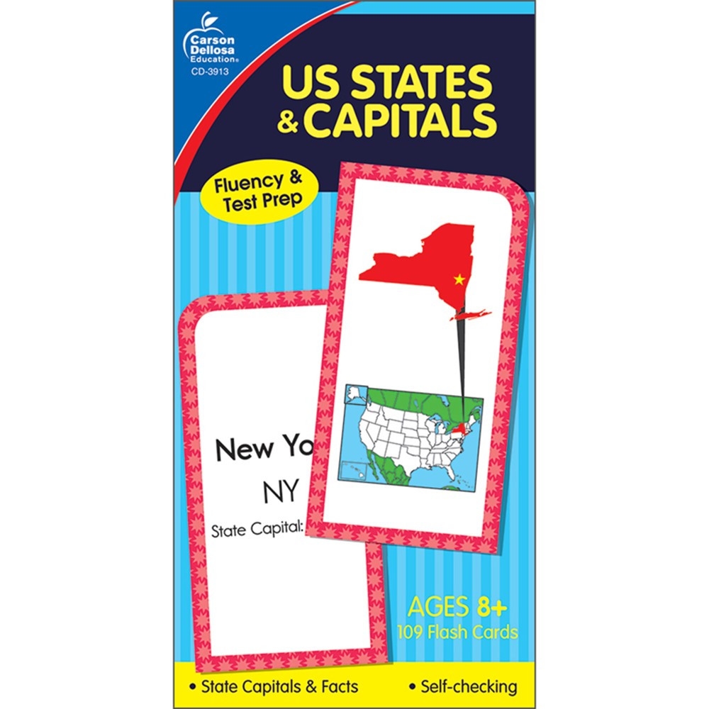 U S States Capitals Flash Cards Grade 3 5 CD 3913 Carson Dellosa Education States Capitals