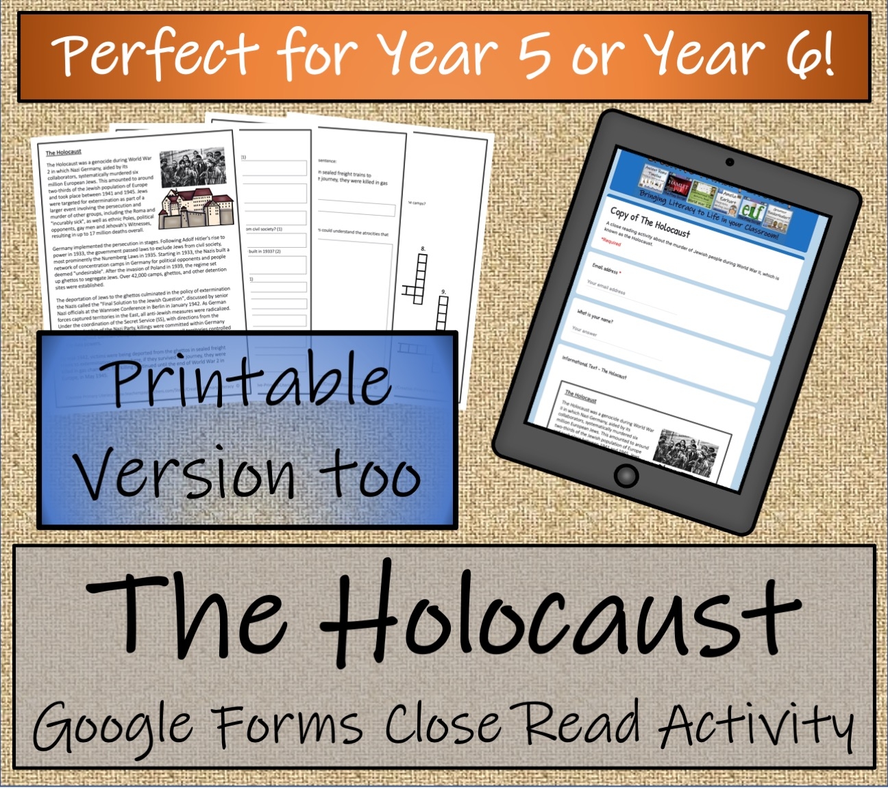 UKS2 The Holocaust Reading Comprehension Activity Digital Print Teaching Resources