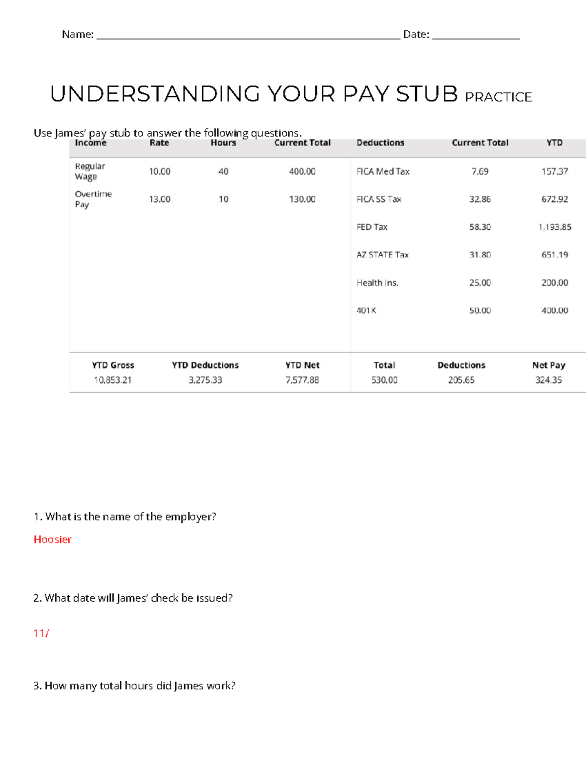 Understanding Your Paystub Practice Worksheet For PAY101 Studocu