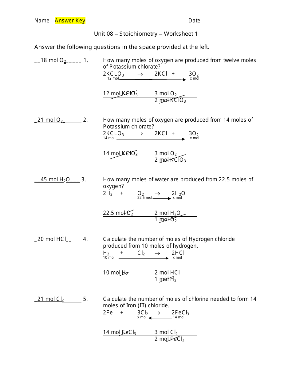Unit 08 Stoichiometry Worksheet 1 With Answer Key Download Printable PDF Templateroller Unit 08 Stoichiometry Worksheet 1 With Answer Key Download Printable PDF Templateroller