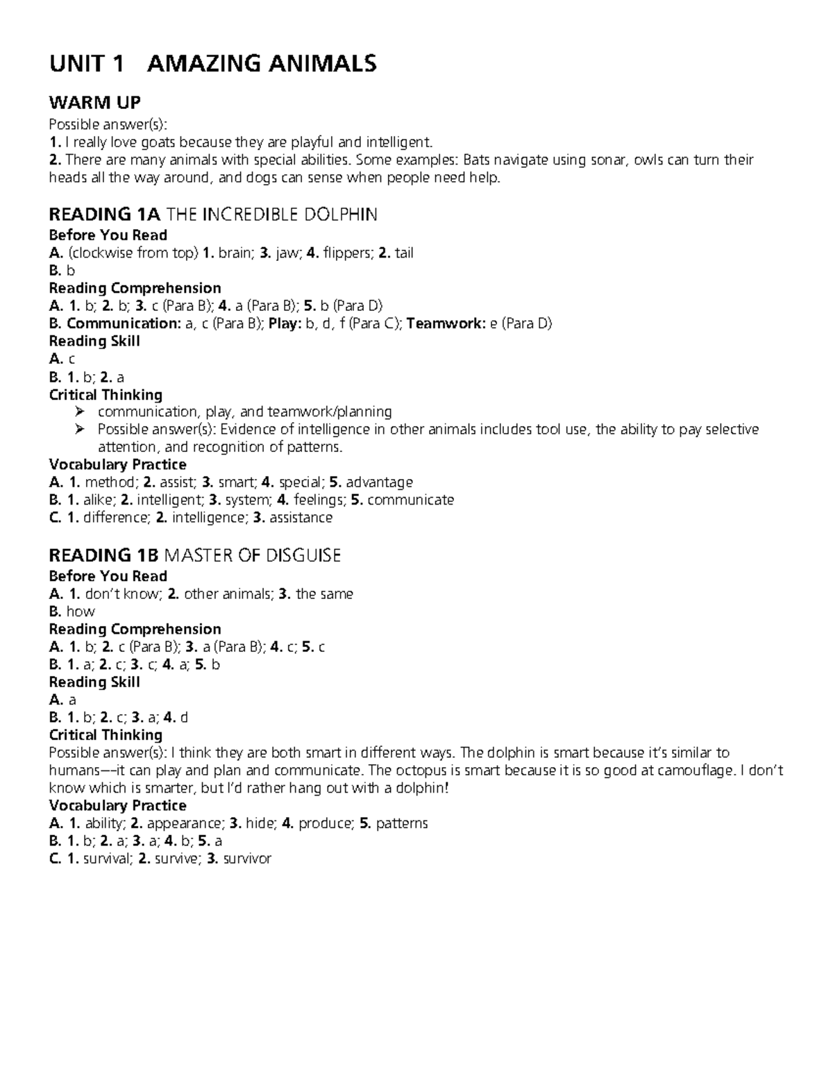 UNIT 1 9 STUDY NOTES AMAZING ANIMALS TO UNUSUAL JOBS Studocu