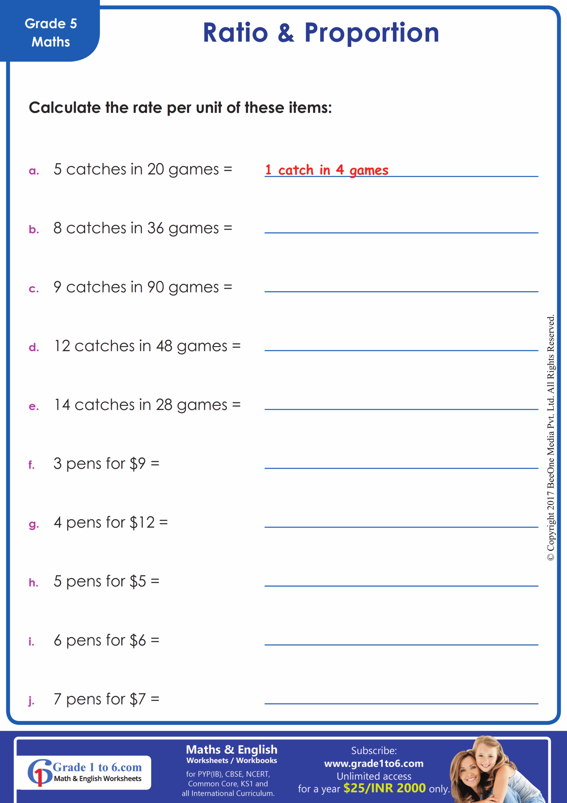 Unit Rates Worksheet Grade1to6 Unit Rates Worksheet Grade1to6