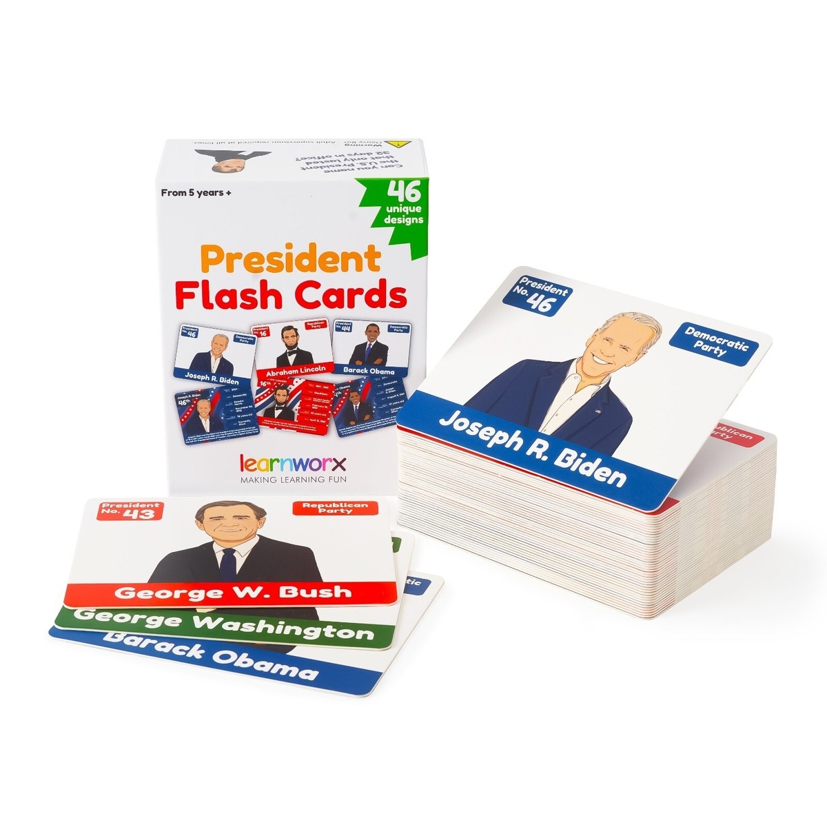 US Presidents For Kids Flash Cards 46 President Cards EBay