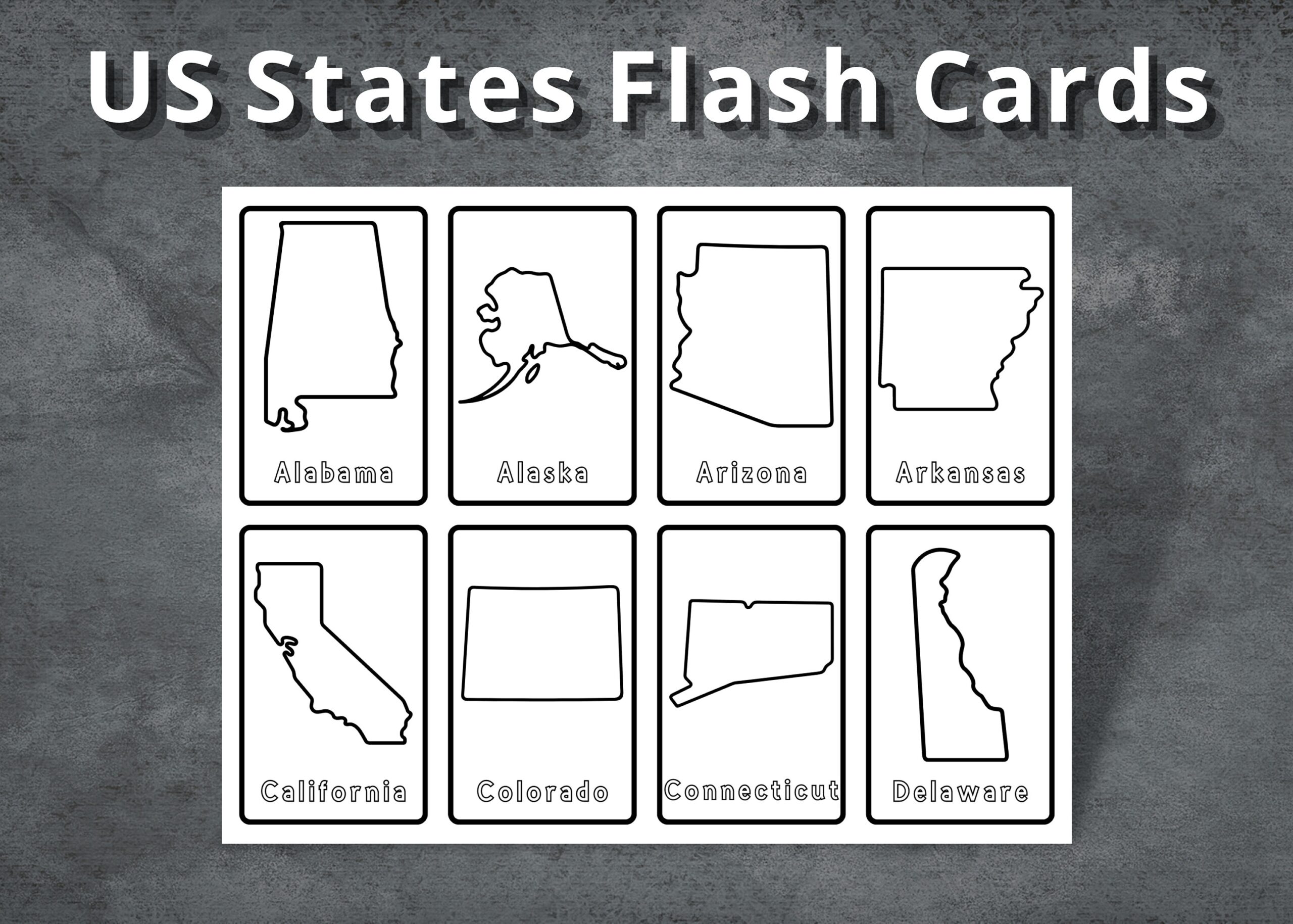 US States Flash Cards Preschool Flashcards Printable Montessori Cards 50 States Cards Homeschooling Nomenclature Cards USA Flashcards Etsy Australia