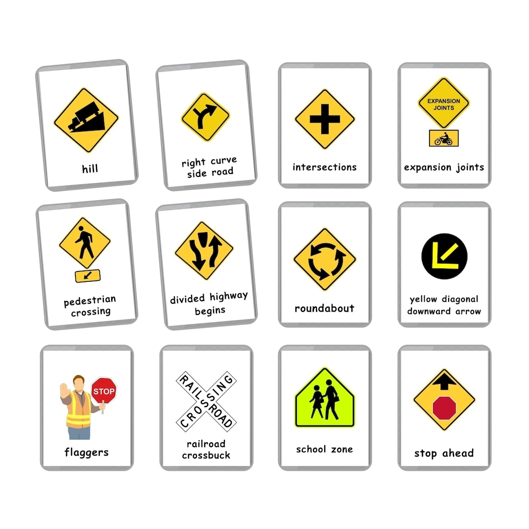 USA Traffic Signs Road Signs Test Flash Cards DMV Permit Practice Test Street Signs Road Signals Laminated Flash Cards Etsy Sweden