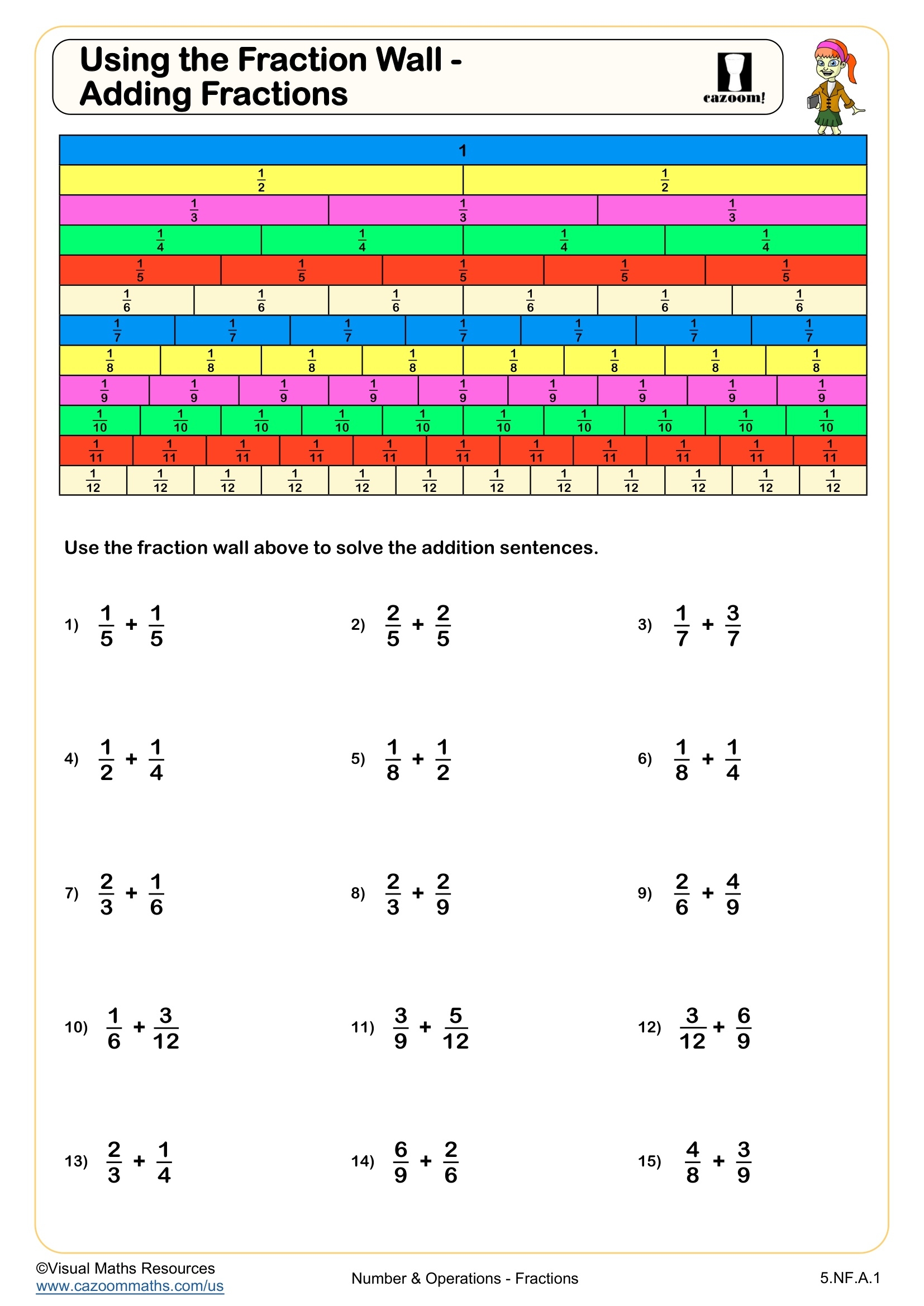 Using A Fraction Wall Comparing Fractions Worksheet Fun And Engaging 4th Grade Number Operations Worksheet Cazoom Math