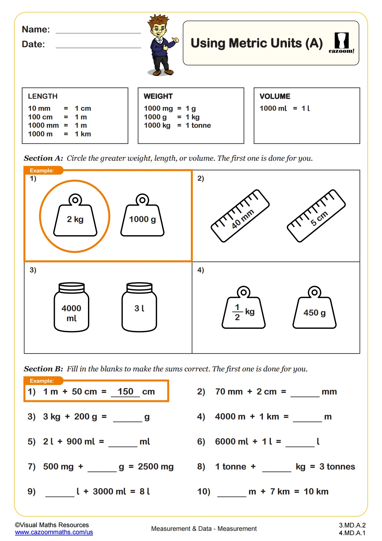 metric conversion worksheets
