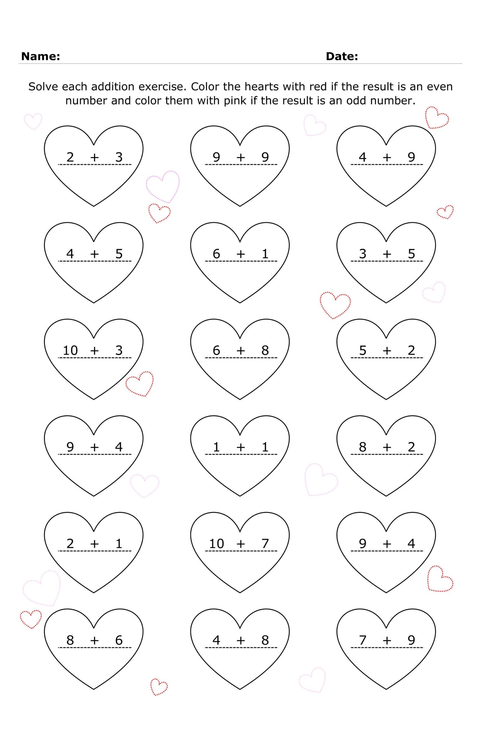 valentine math worksheets