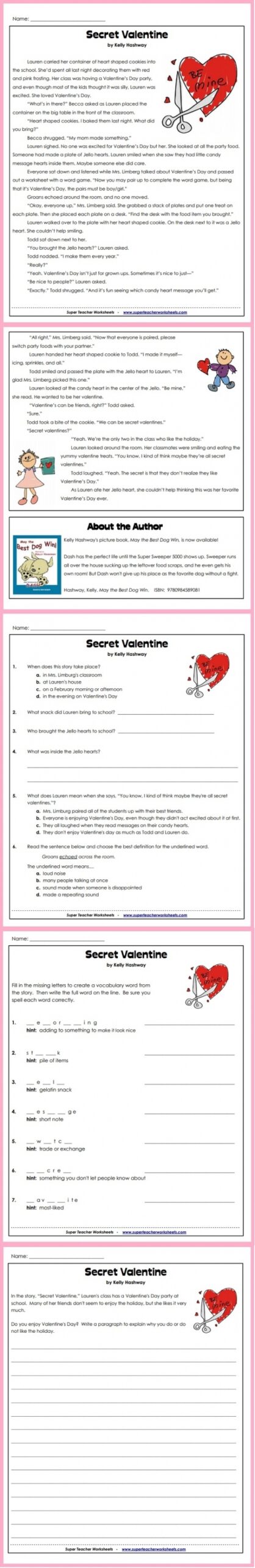 Valentine s Day Reading Comprehension Activity
