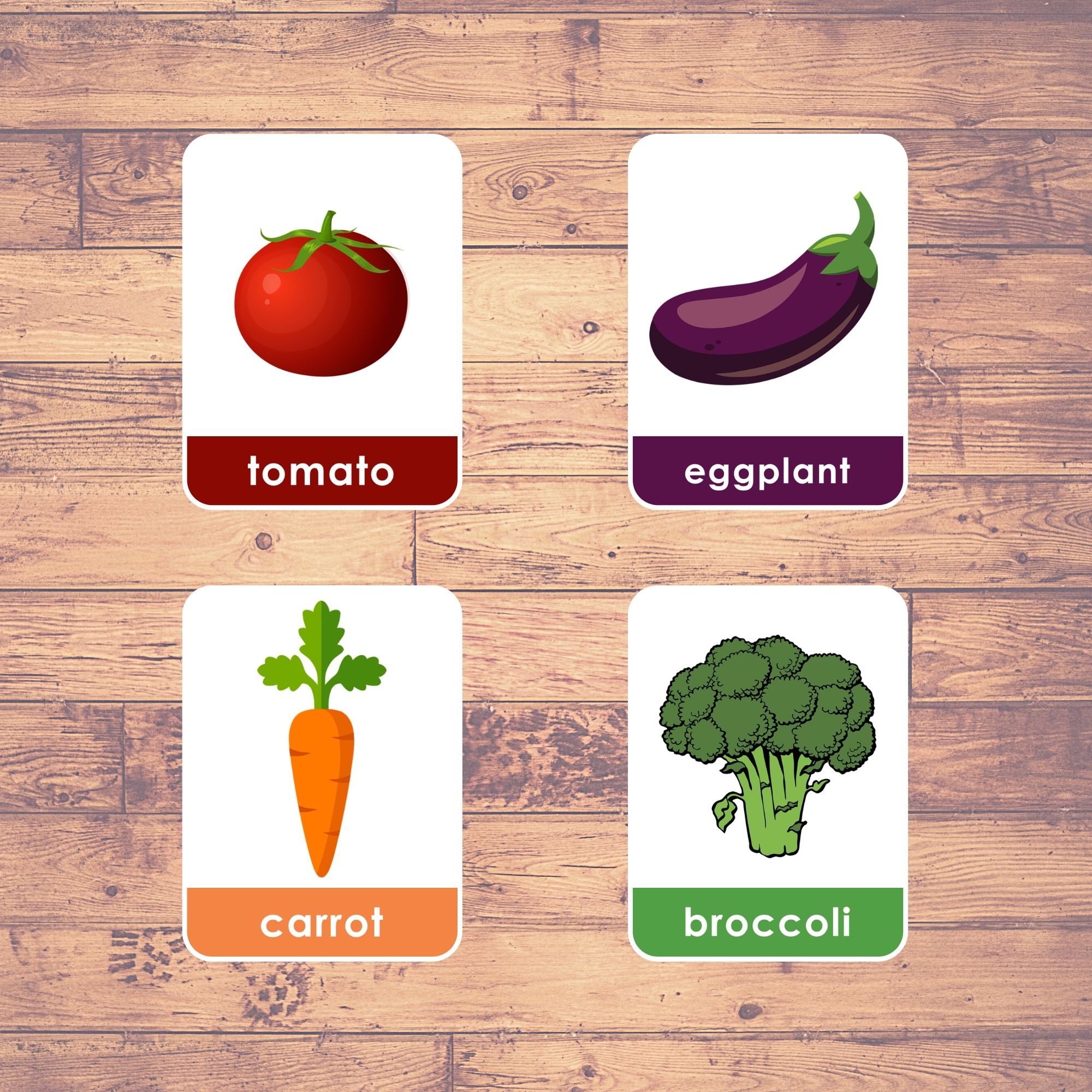 VEGETABLES Flash Cards Montessori Educational Learning 32 Cards LifeLoLo