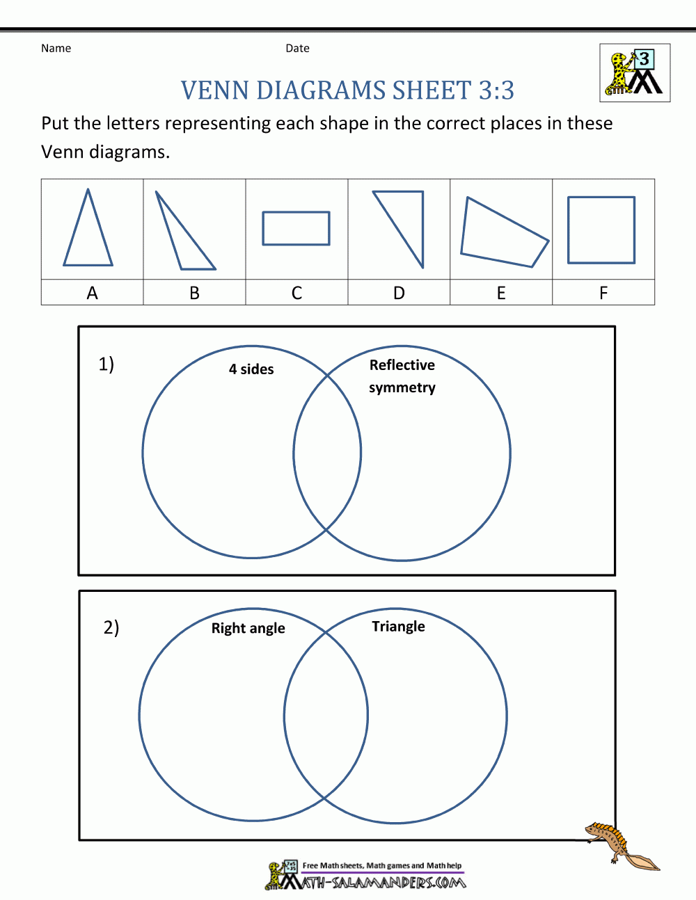 reading venn diagrams worksheet