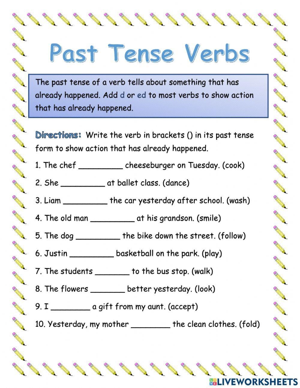 verb tenses worksheet