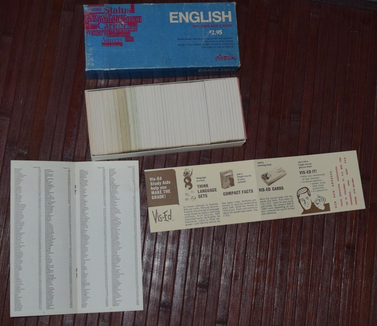 Vintage Vis Ed English Vocabulary Cards Flash Cards VE511 EBay de