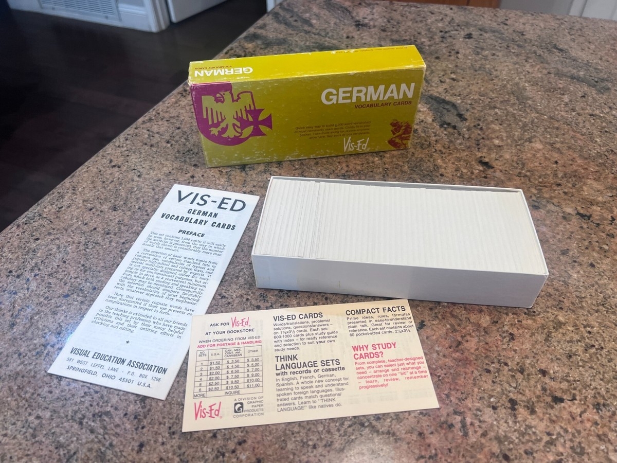 Vis Ed German Vocabulary Cards 1000 Educational Language Word Flashcards Vtg EBay