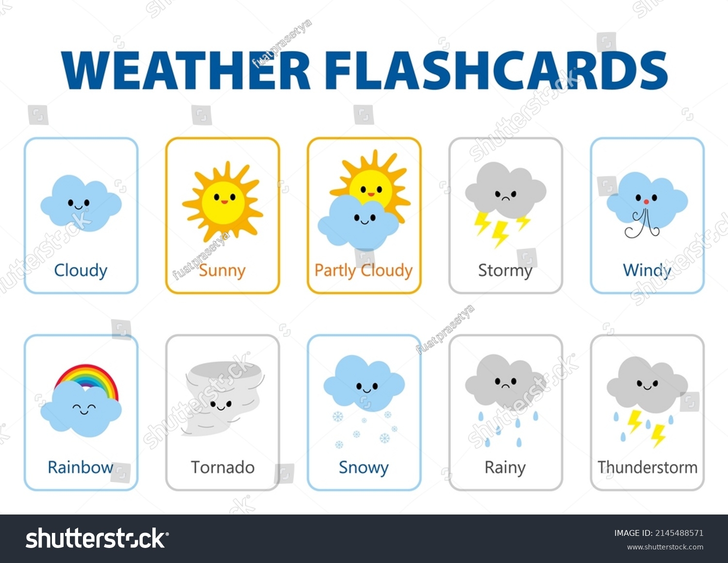 Weather Flashcards Kids Learn Weather Cute 2145488571 Shutterstock