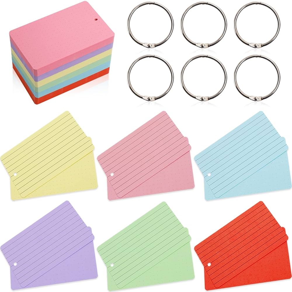 Whaline 300 Pieces Flash Cards Rings Die Cut Flashcard Colorful Ruled Dot Note Cards Lightweight Flashcards For Study Lined Home Classroom Office School Learning Reminders Amazon de Stationery Office Supplies