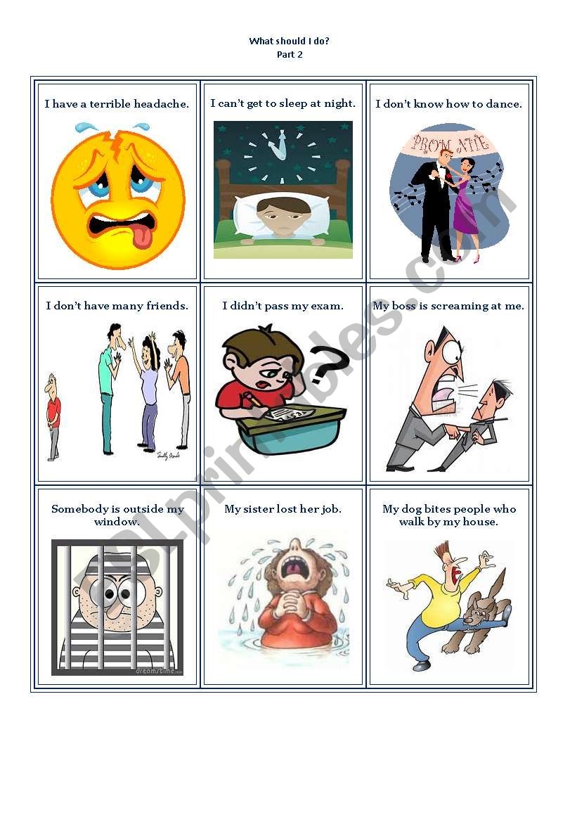 What Should I Do Flash Cards ESL Worksheet By Dziewczyna