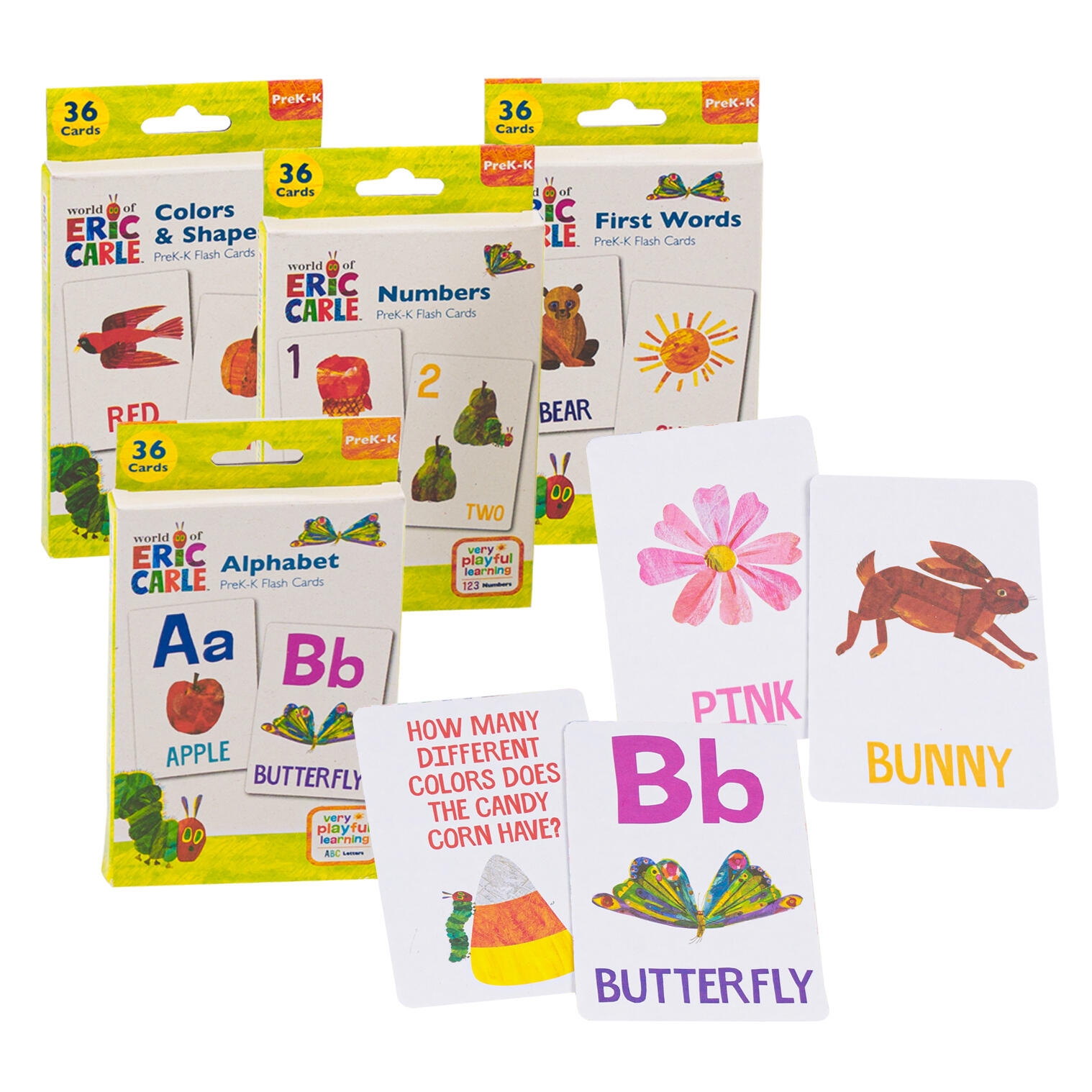 Wholesale Eric Carle Educational Flash Cards 36 Cards Ages PreK K 4 Assorted Topics MULTICOLOR SKU 75404