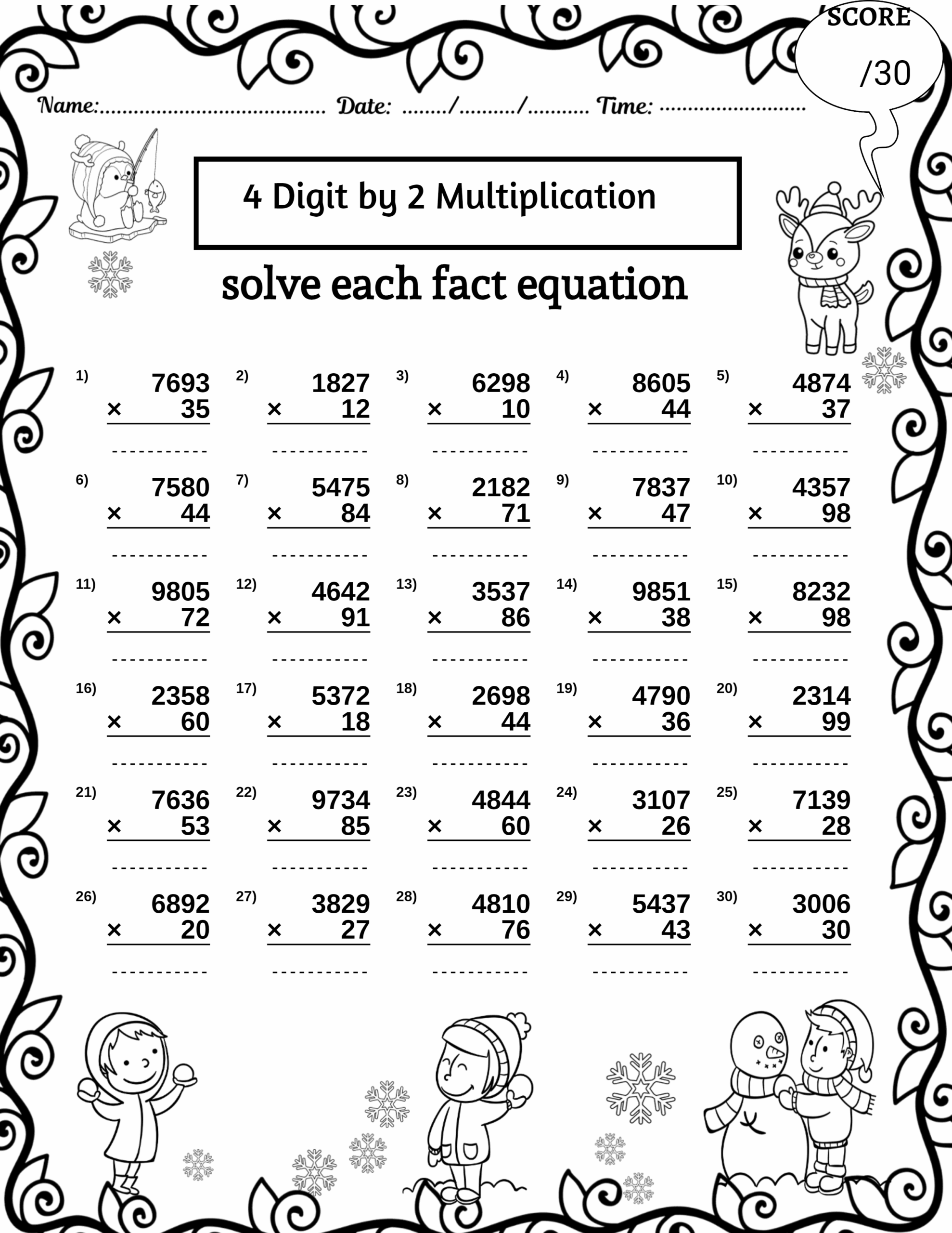 Winter 4 Digit By 2 Digit Multiplication Division Missing Numbers Worksheets Made By Teachers Winter 4 Digit By 2 Digit Multiplication Division Missing Numbers Worksheets Made By Teachers