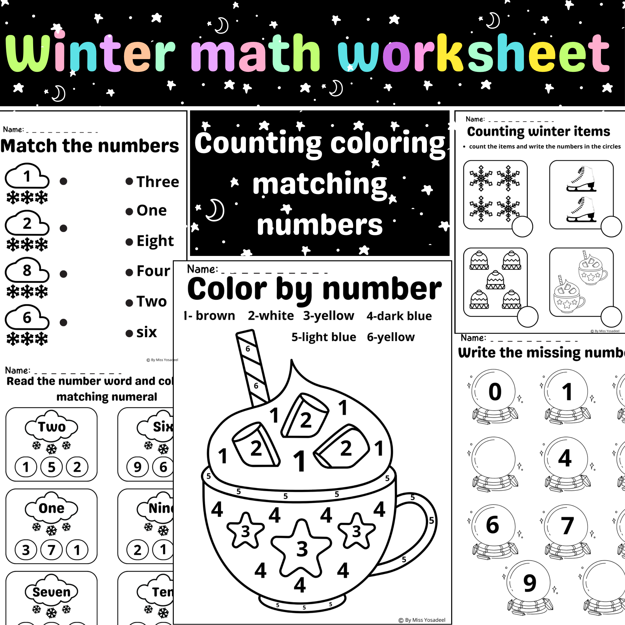 Winter Math Worksheet Black And White Winter Activities January Made By Teachers